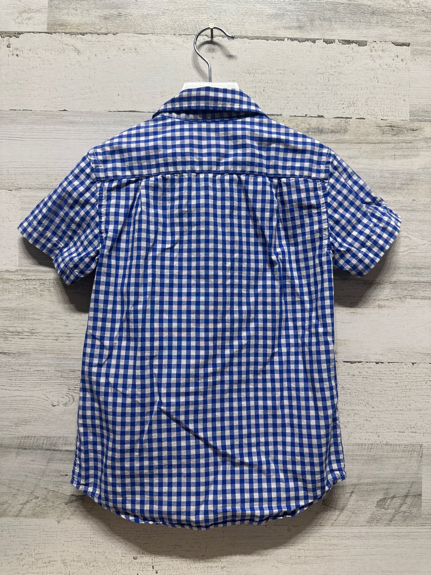 Boys Size 4/5 Crewcuts Blue Plaid Button Up Shirt - Good Used Condition