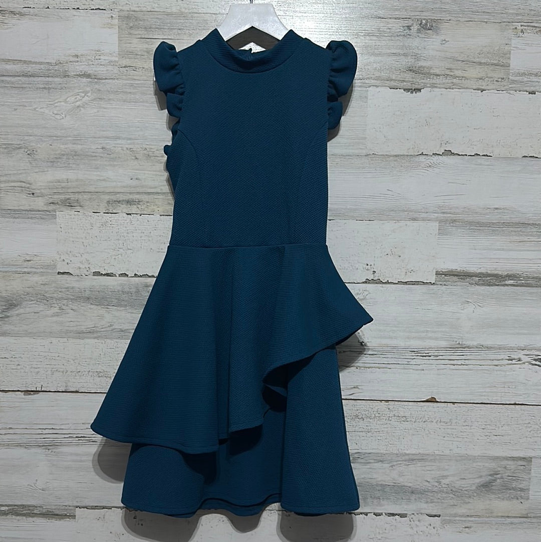 Girls Preowned Size 10 Ava and Yelly dark teal dress - very good used condition