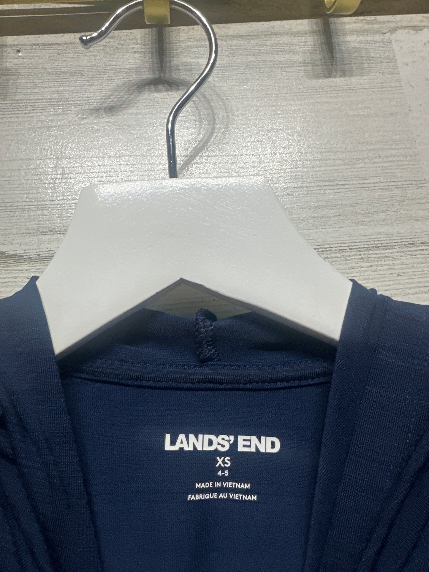 Boys Size XS 4-5 Lands End Navy Hooded Rashguard - Very Good Used Condition