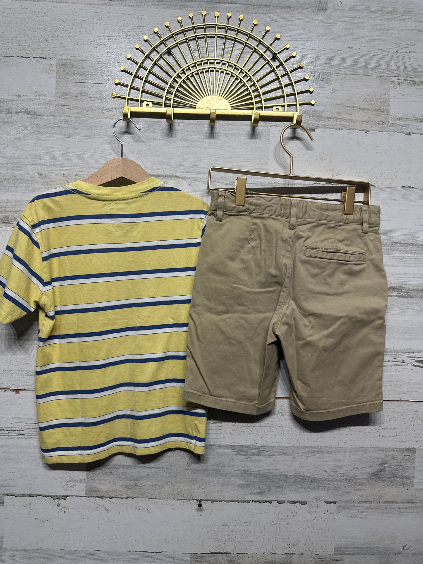 Boys Size 8 Nautica Shirt /Nordstrom Khaki Shorts Outfit - Two Pieces - Very Good Used Condition