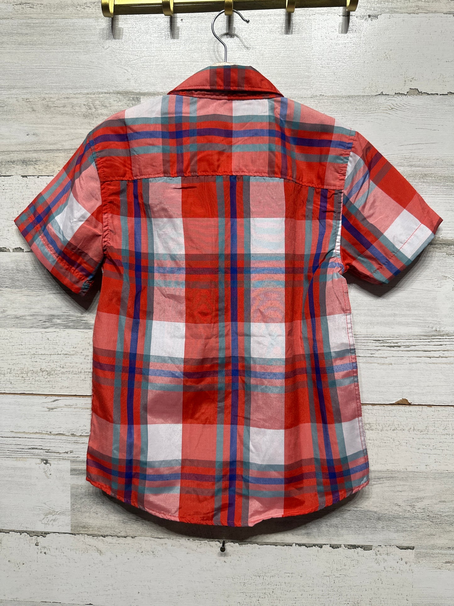 Boys Size 6 Bold Blue Plaid Button Up Shirt - Very Good Used Condition