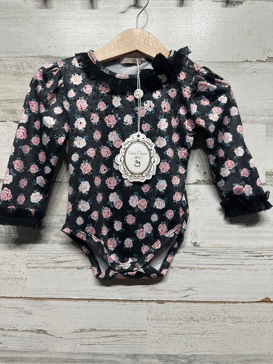 Size 6-9m Petit Cherie Bebe Floral Long Sleeve Bodysuit - New With Tags