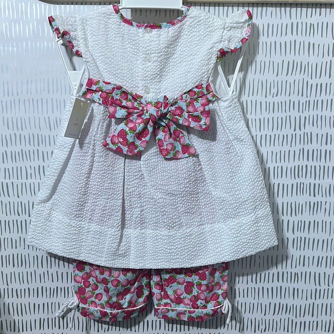 Girls Size 12m Petit Ami Strawberry Print Capri set - New With Tags
