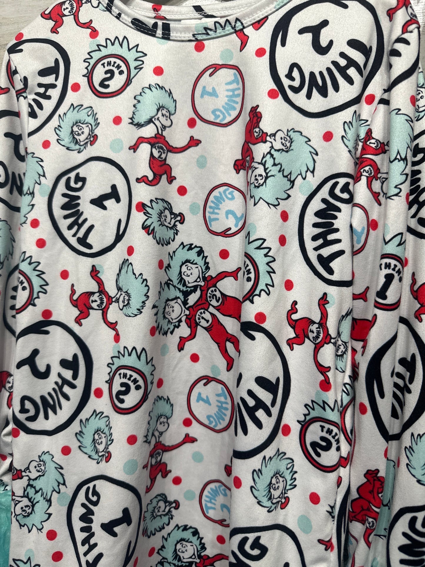 Girls Size 7-8 Dr Seuss Things Outfit Set - Good Used Condition