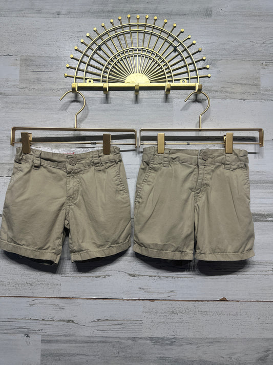 Size 4 Cat and Jack Khaki Adjustable Waist Shorts Lot (2 pair) - Good Used Condition