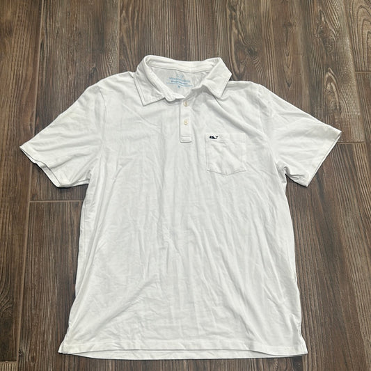 Men's Size Medium Vineyard Vines White Pima Blend Edgartown Polo Shirt - Very Good Used Condition
