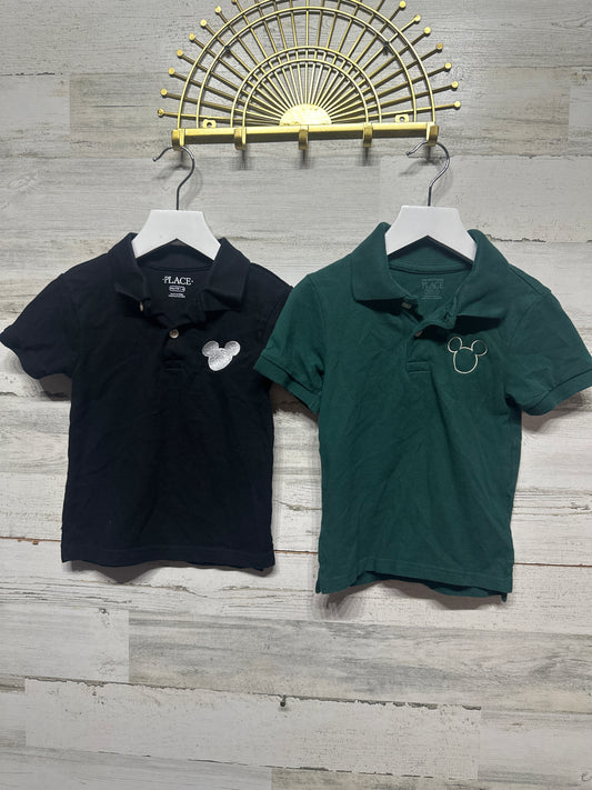Size 4 XS Children’s Place Mouse Embroidered Polo Shirt Lot (2 Pieces) - Very Good Used Condition