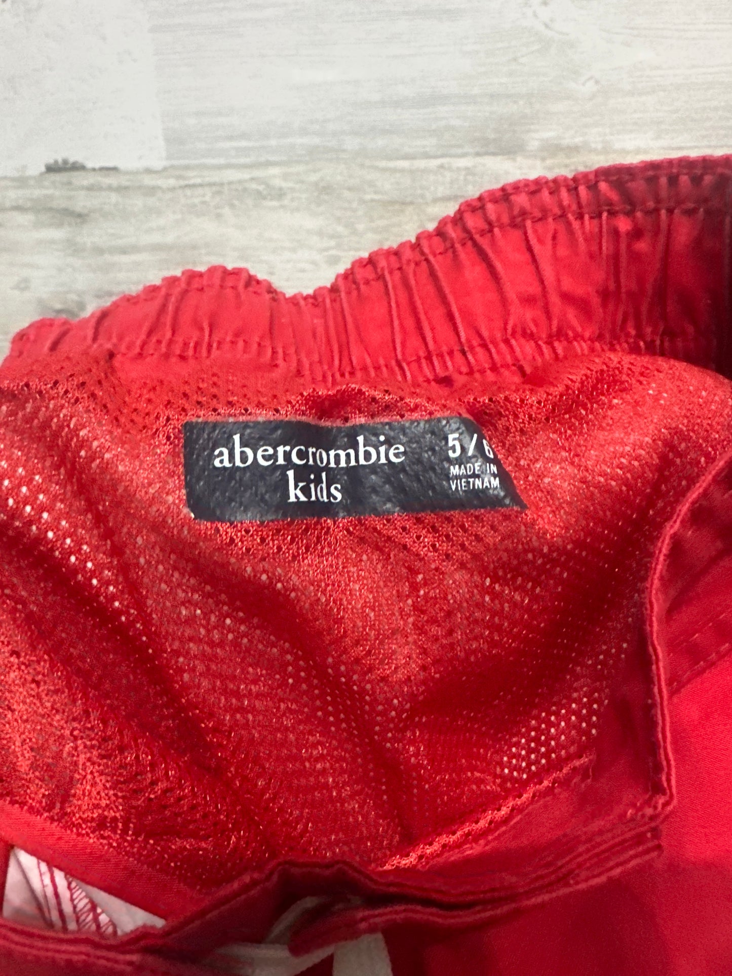 Boys Size 5/6 Abercrombie Kids Red White and Blue Swim Trunks - Good Used Condition