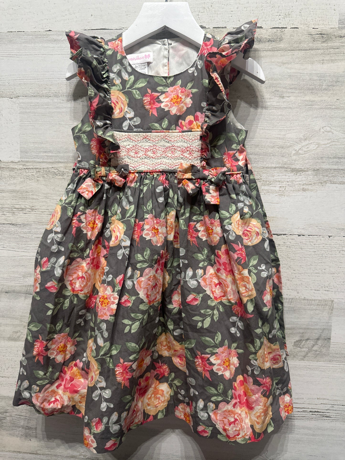 Girls Size 5 Bonnie Jean Smocked Floral Dress - Very Good Used Condition