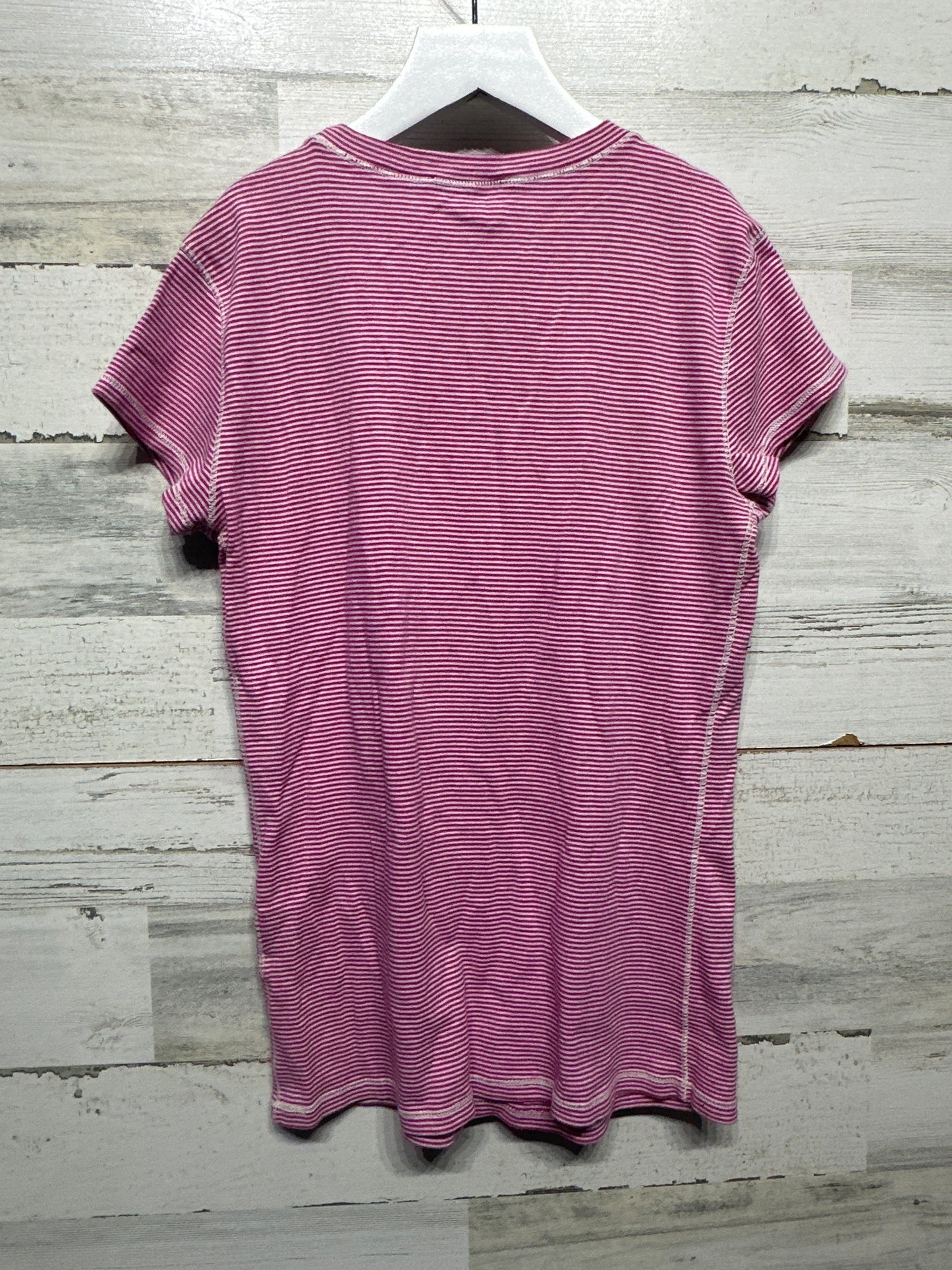 Women's Size Medium Ralph Lauren Pink Striped Crewneck Shirt - Very Good Used Condition