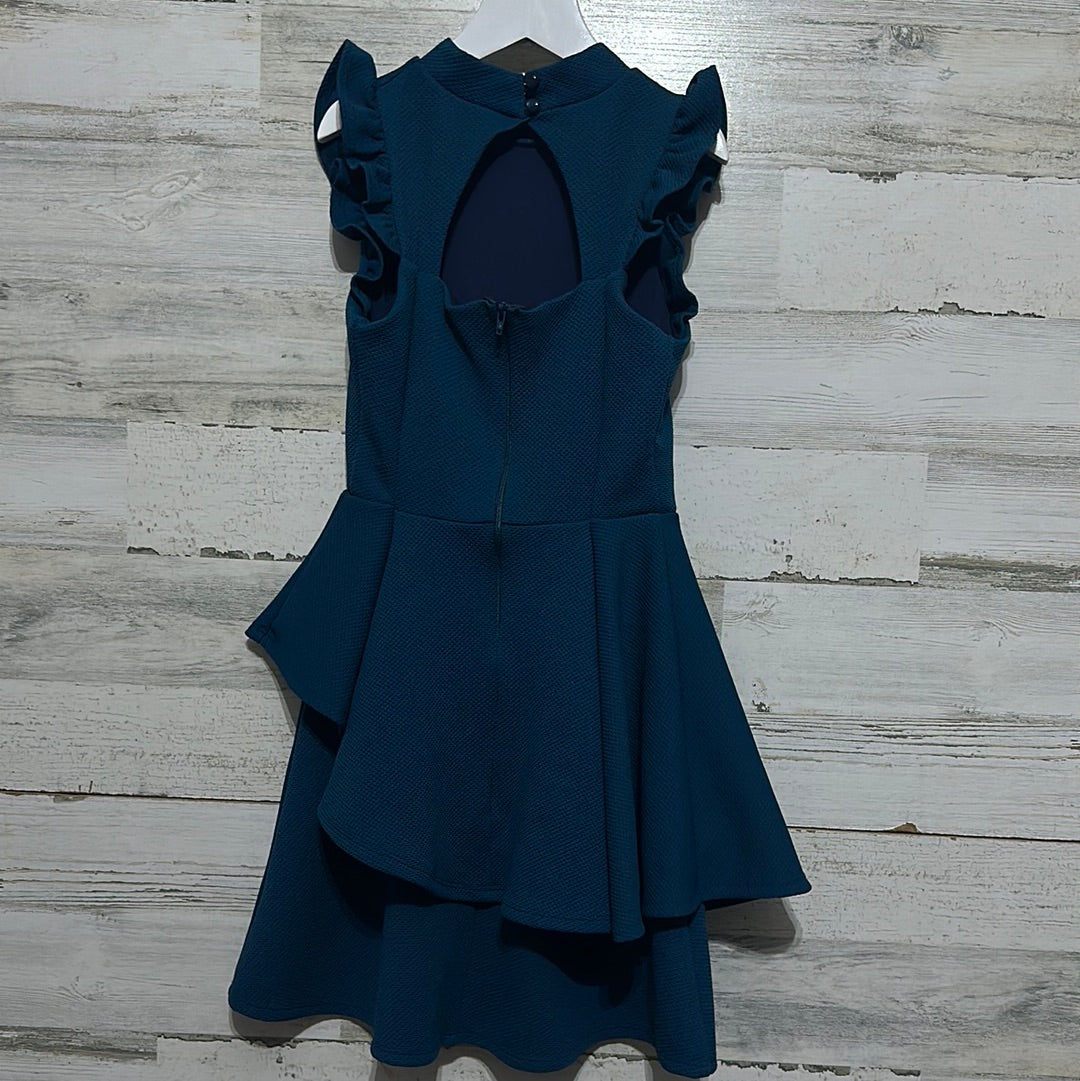 Girls Preowned Size 10 Ava and Yelly dark teal dress - very good used condition