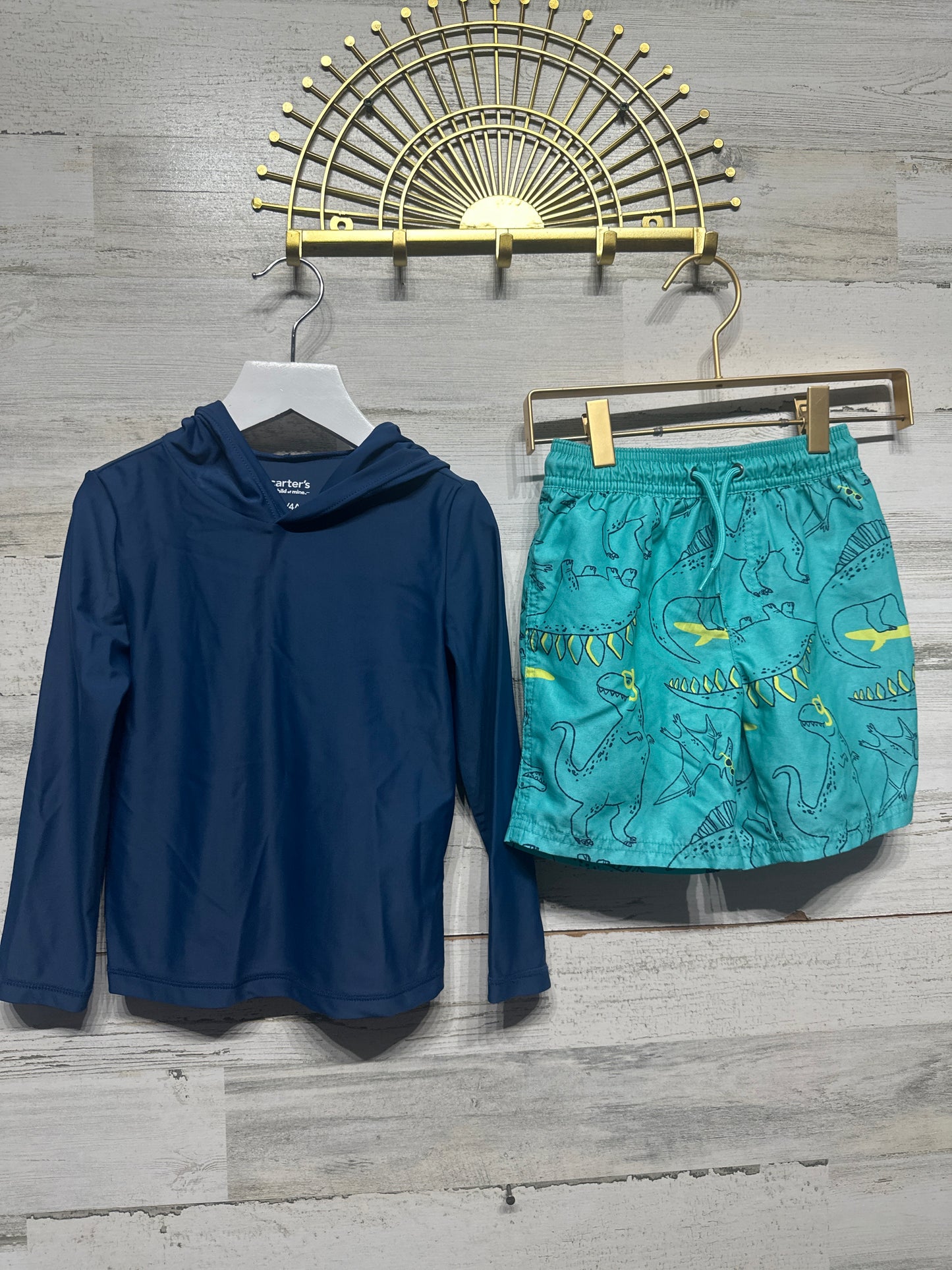 Size 4t Carter's Swim Shirt and Hooded Rash Guard Set - Very Good Used Condition