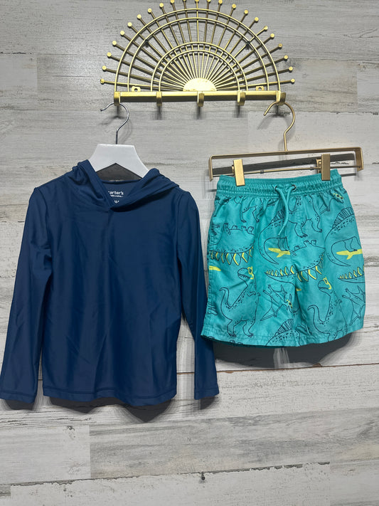 Size 4t Carter's Swim Shirt and Hooded Rash Guard Set - Very Good Used Condition