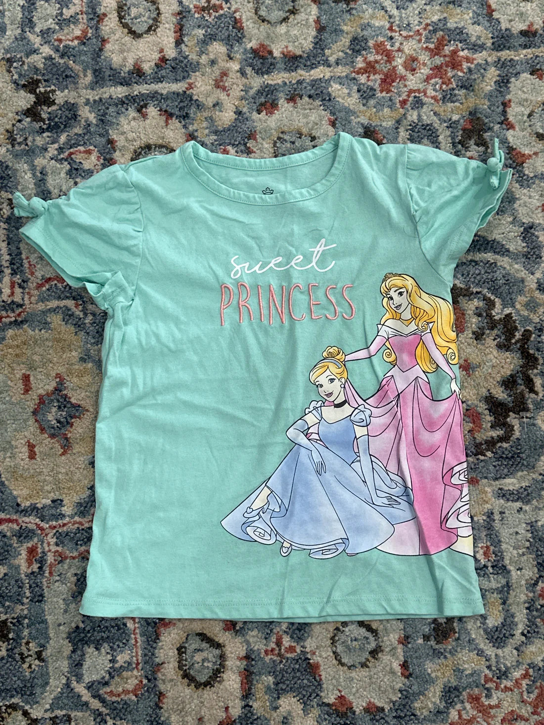 Disney Girls Size 6 Princess Shirts Purple and Mint VGUC