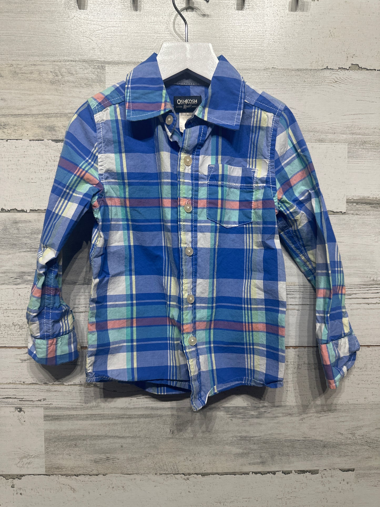 Boys Size 4 Osh Kosh Plaid Button Up Shirt - Good Used Condition