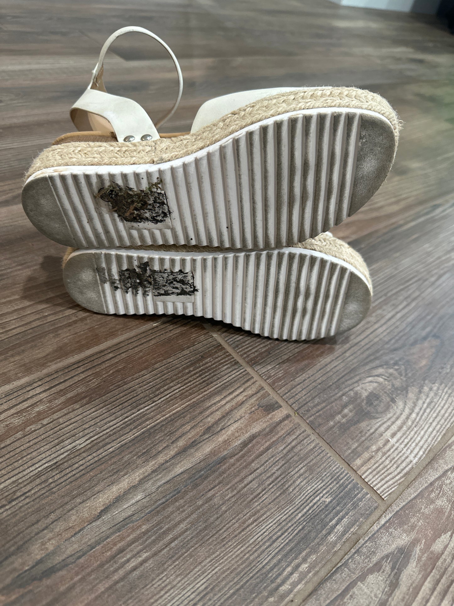 Women’s Size 6.5 Soda Off White Platform Espadrilles Wedge Shoes - Good Used Condition