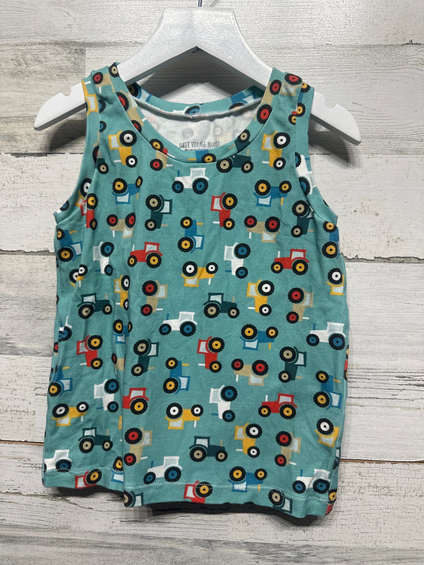 Boys Size 3t Sweet Village Market Handmade Tractor Shirt - Good Used Condition