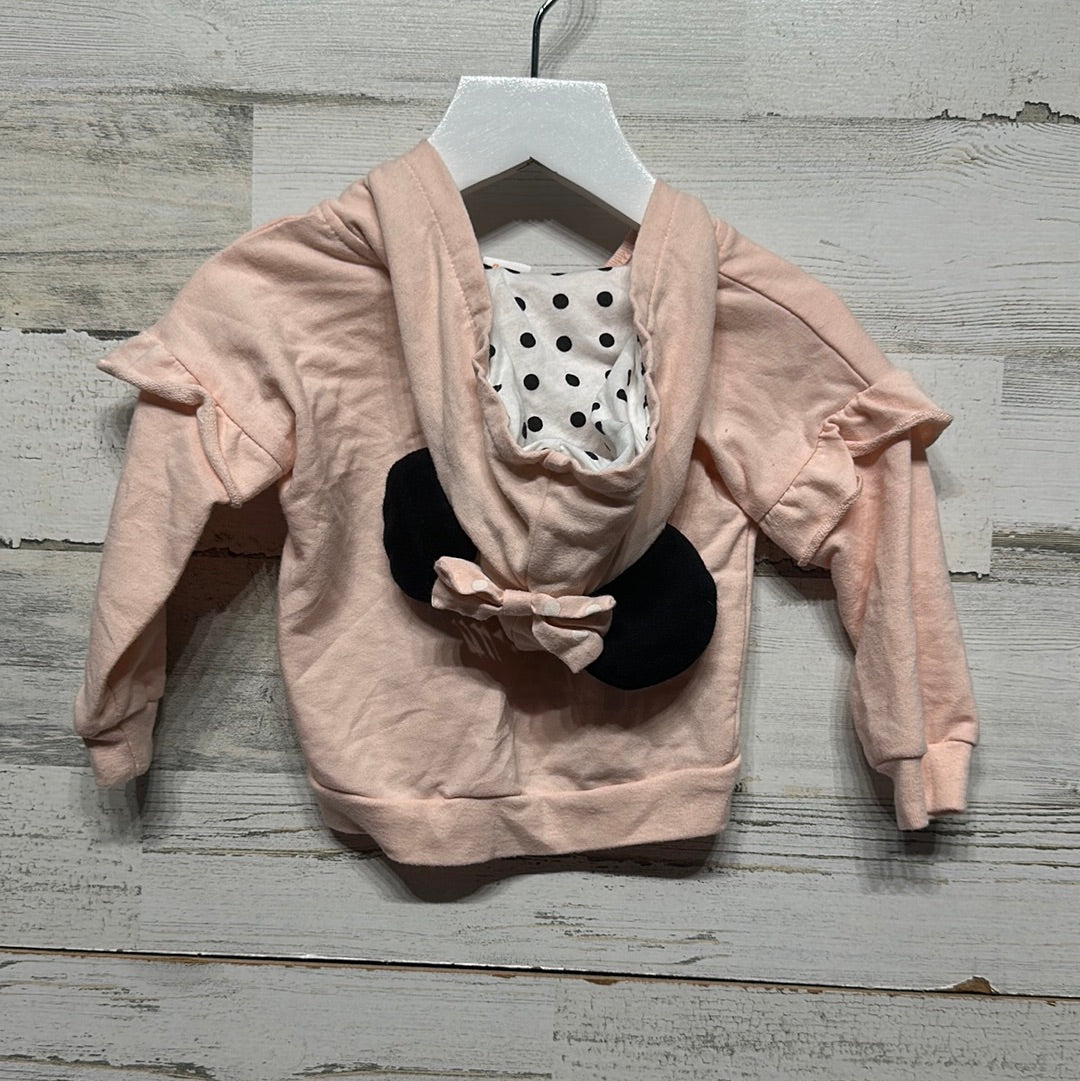 Girls Size 12m Disney Baby Minnie Mouse Hooded Sweatshirt with Mouse Ears - Good Used Condition