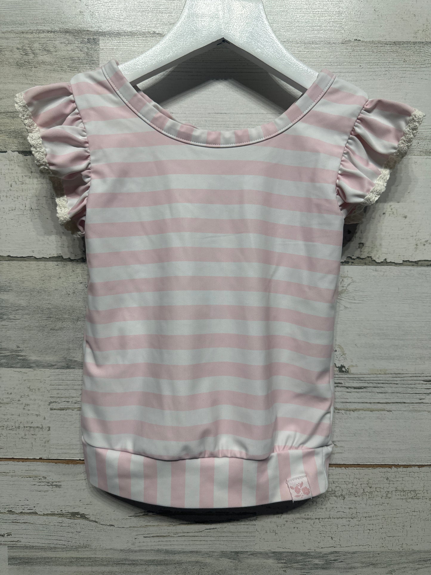 Girls Size 5 Sweet Honey Striped Rash Guard / Swim Top - Very Good Used Condition