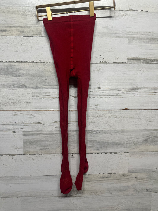 Size 7-10 Red Striped Sparkle Tights - Good Used Condition