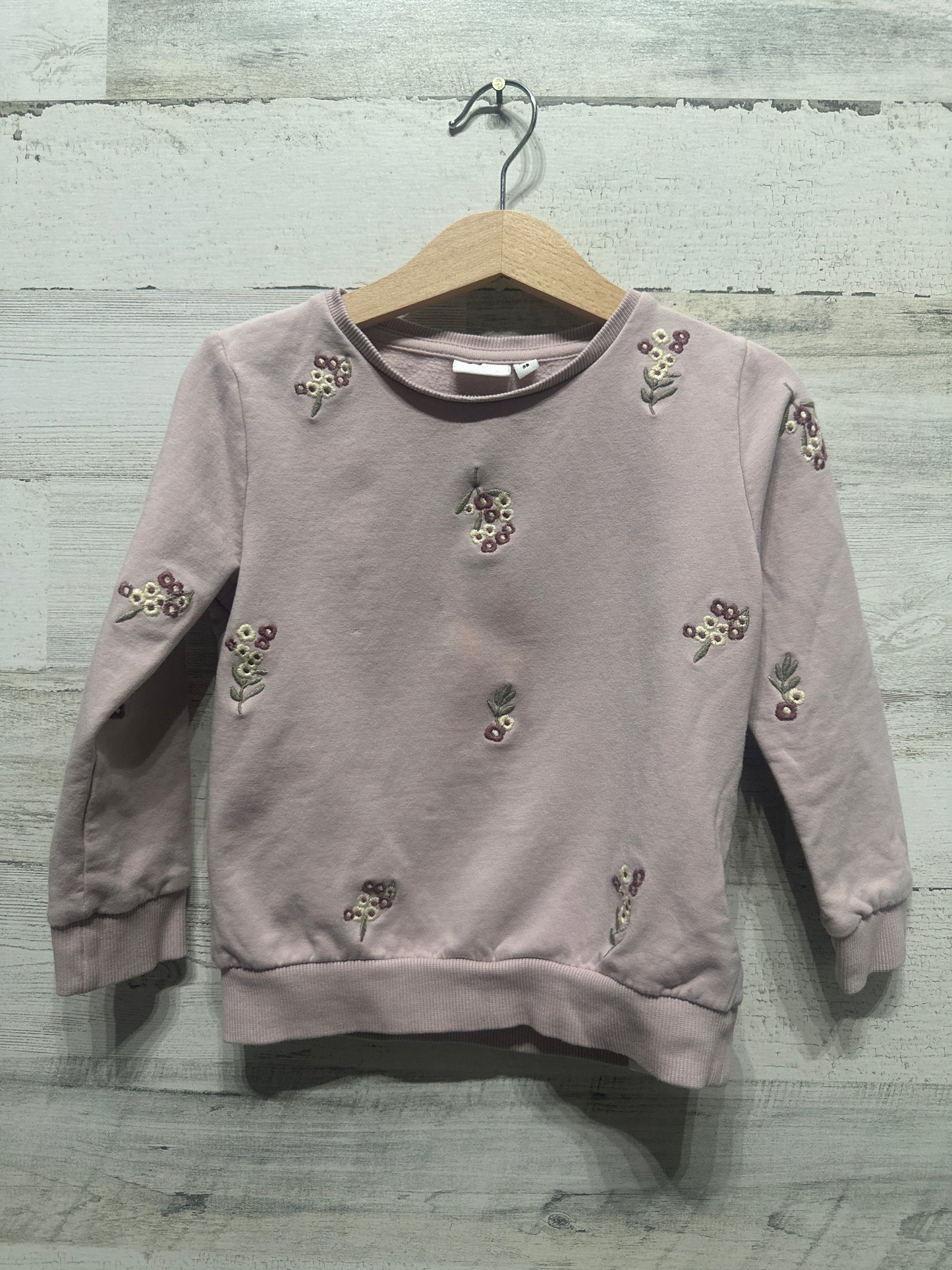 Girls Size 2-3 Name It Embroidered Floral Sweatshirt - Very Good Used Condition