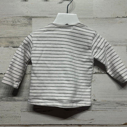 Girls Size 6-9m Zara Grey and White Striped Long Sleeve Shirt - Good Used Condition