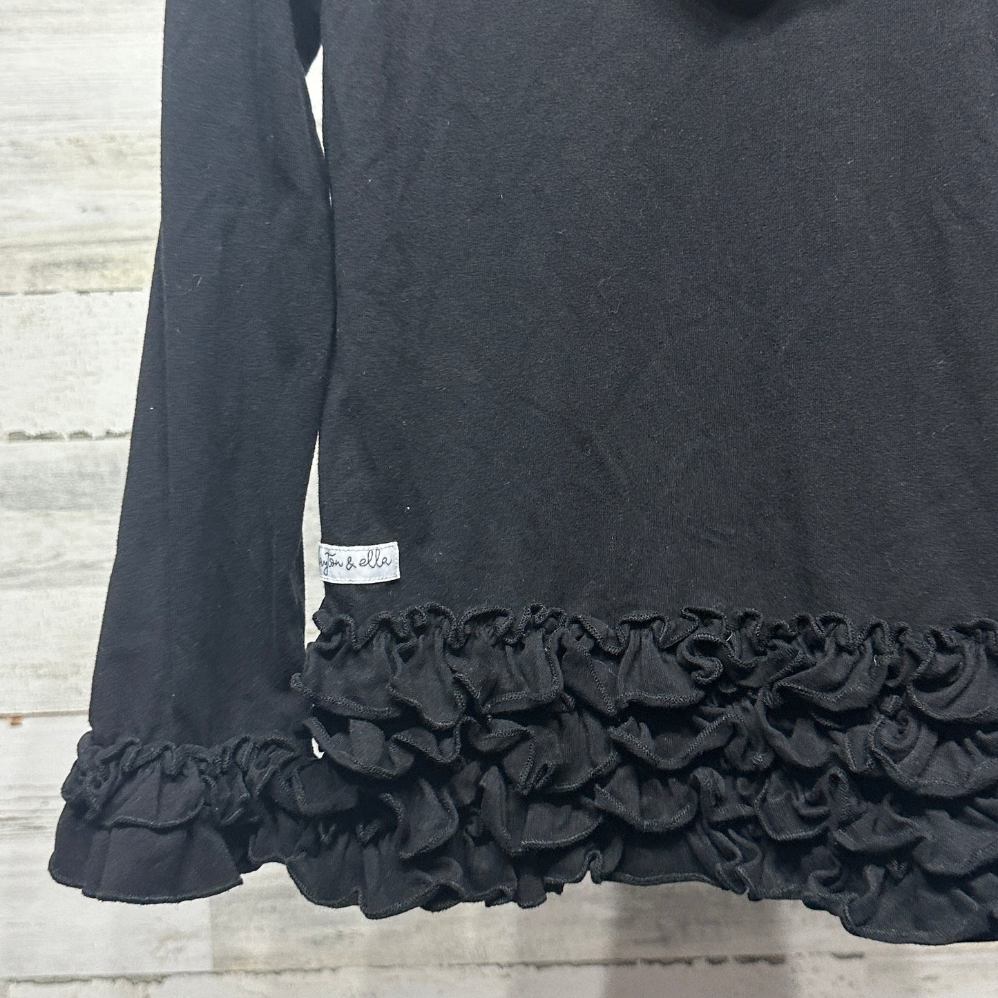 Girls Size 6 Layton & Ella Boutique Black Ruffle Hooded Jacket - Very Good Used Condition