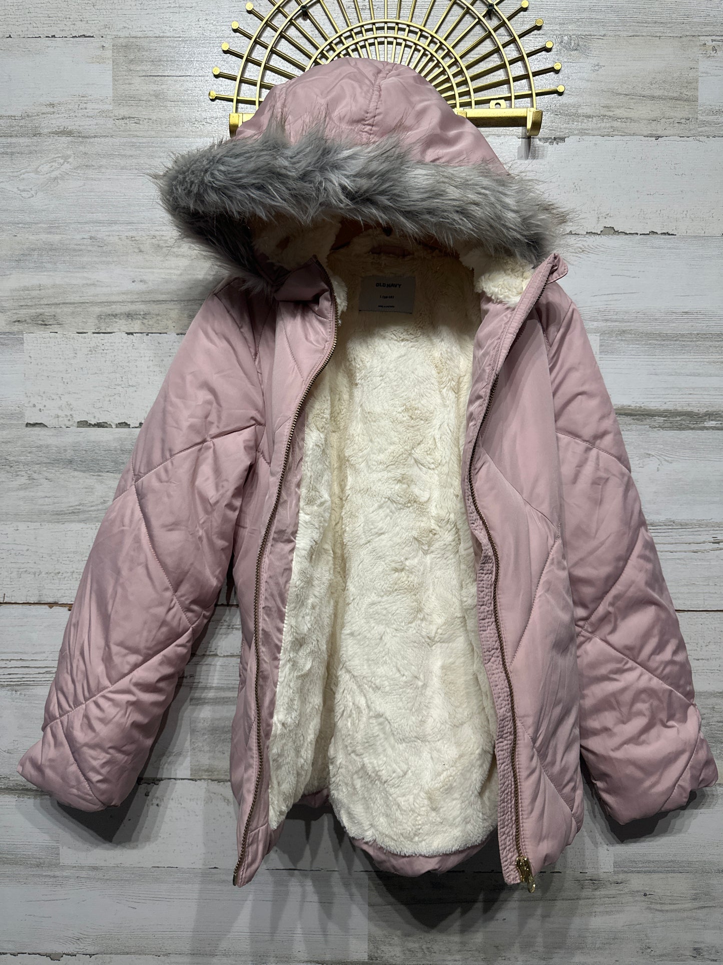 Girls Size Large (10-12) Old Navy Faux Fur Lined Hooded Coat - Play Condition*