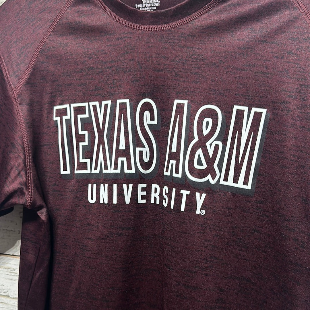 Boys Size 10-12 Badger Texas ATM Aggies Drifit Material Shirt - Good Used Condition