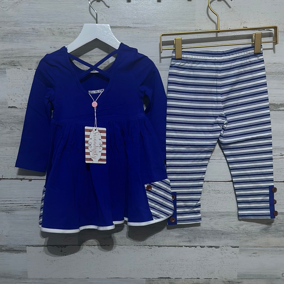 Girls Size 2t Serendipity royal blue dress with leggings - new with tags