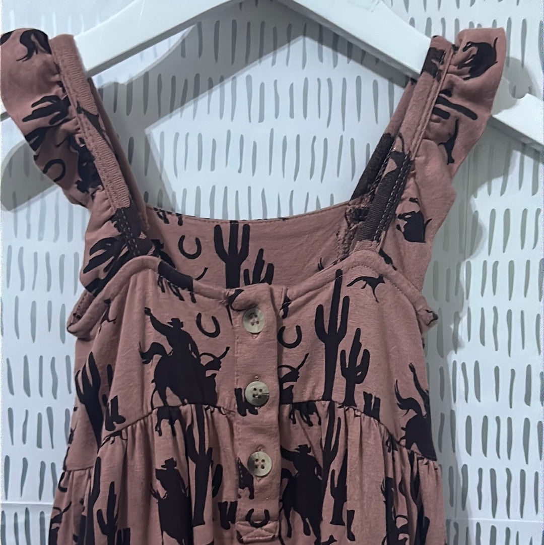 Girls Preowned Size 3-6m Kate Quinn bamboo cowboy dress - Very Good Used Condition