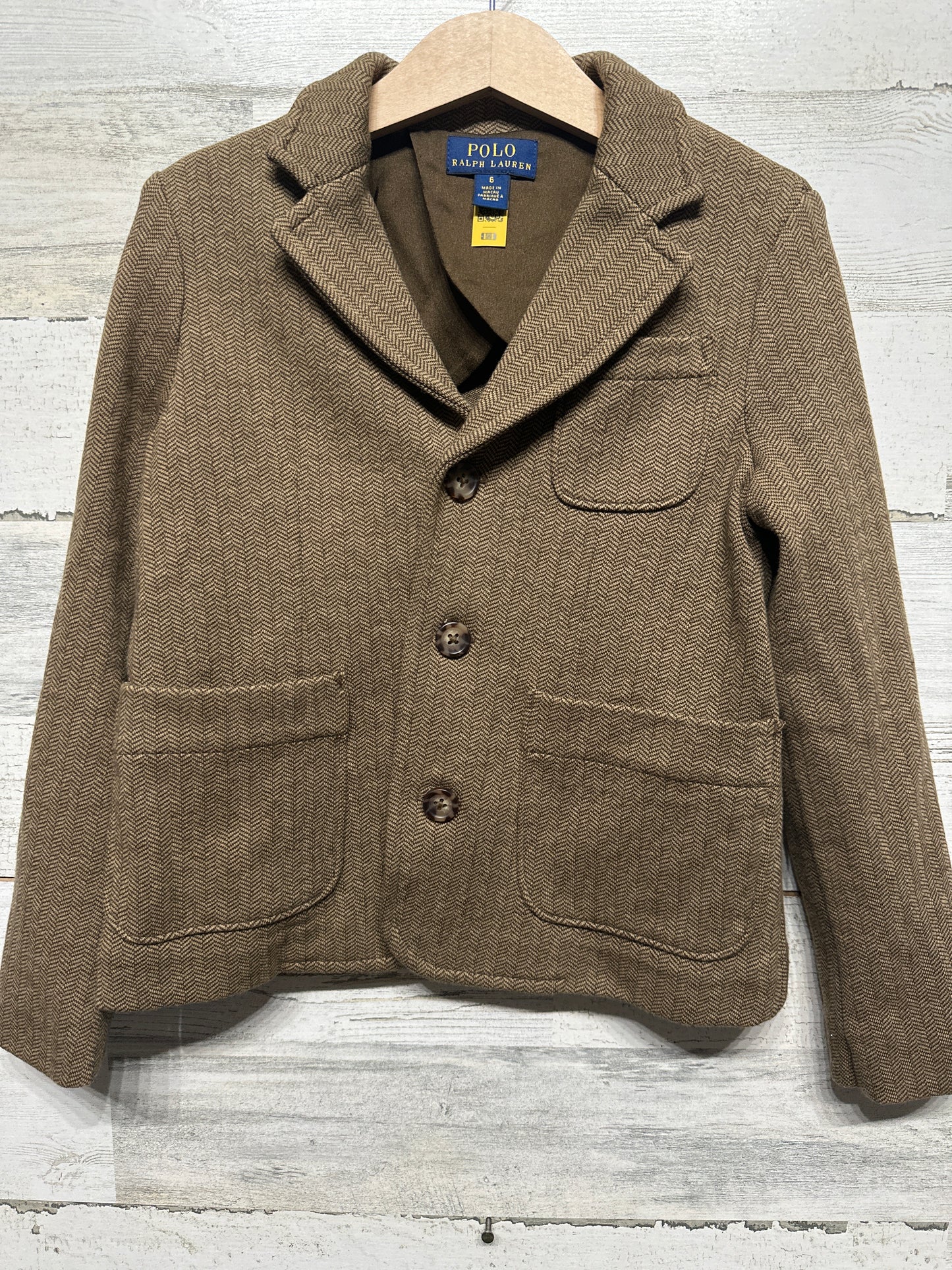 Girls Size 6 Polo Ralph Lauren Herringbone Cotton-Blend Blazer - Very Good Used Condition