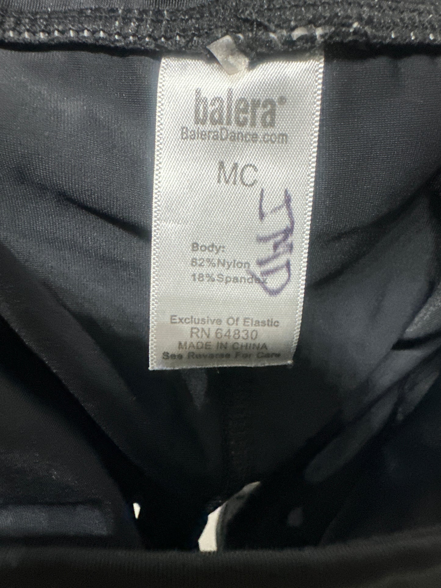 Girls Size Medium Child Balera Black Dance Shorts - Very Good Used Condition