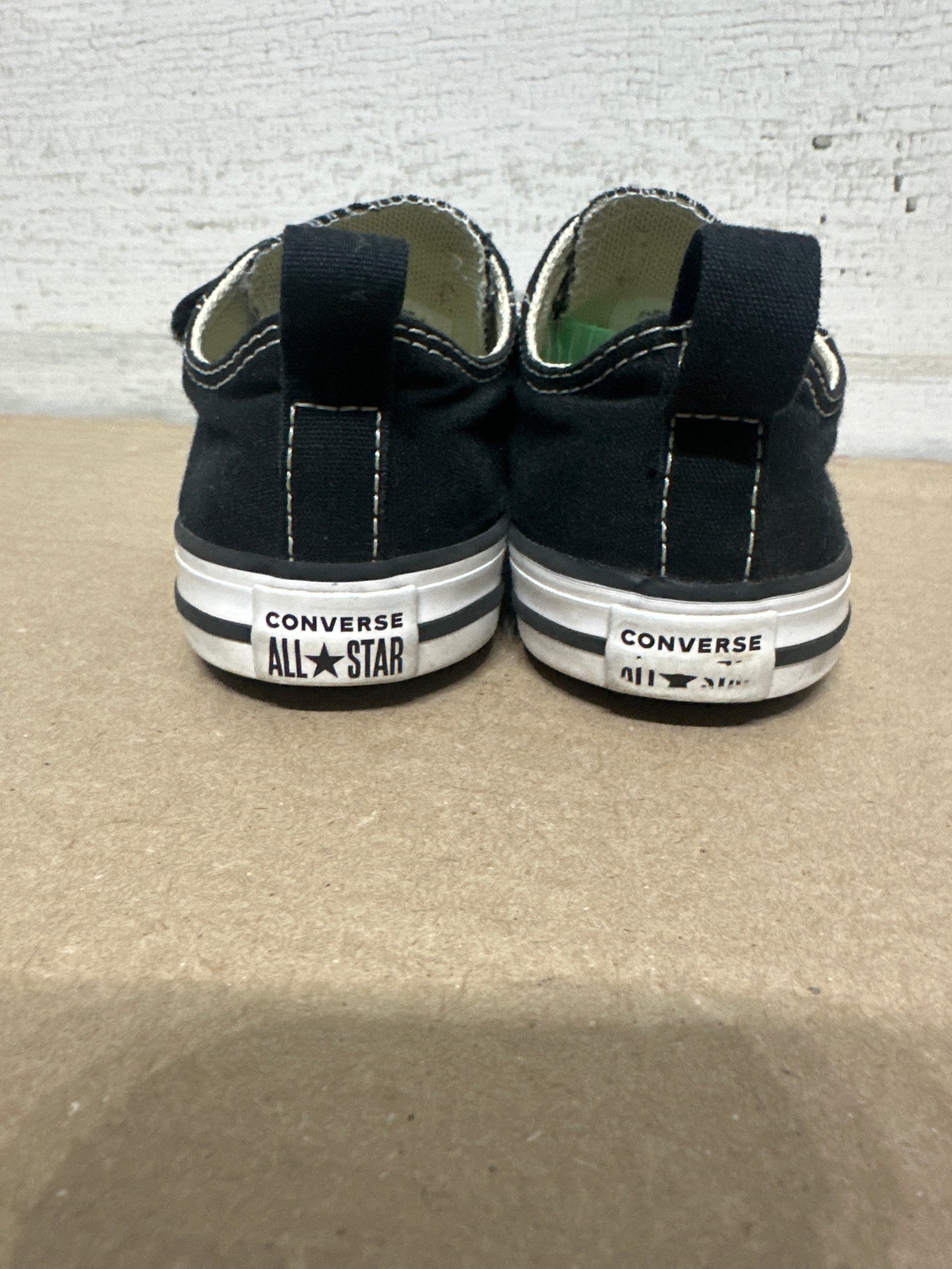 Size 8 Toddler Converse Black Velcro Shoes - Good Used Condition*