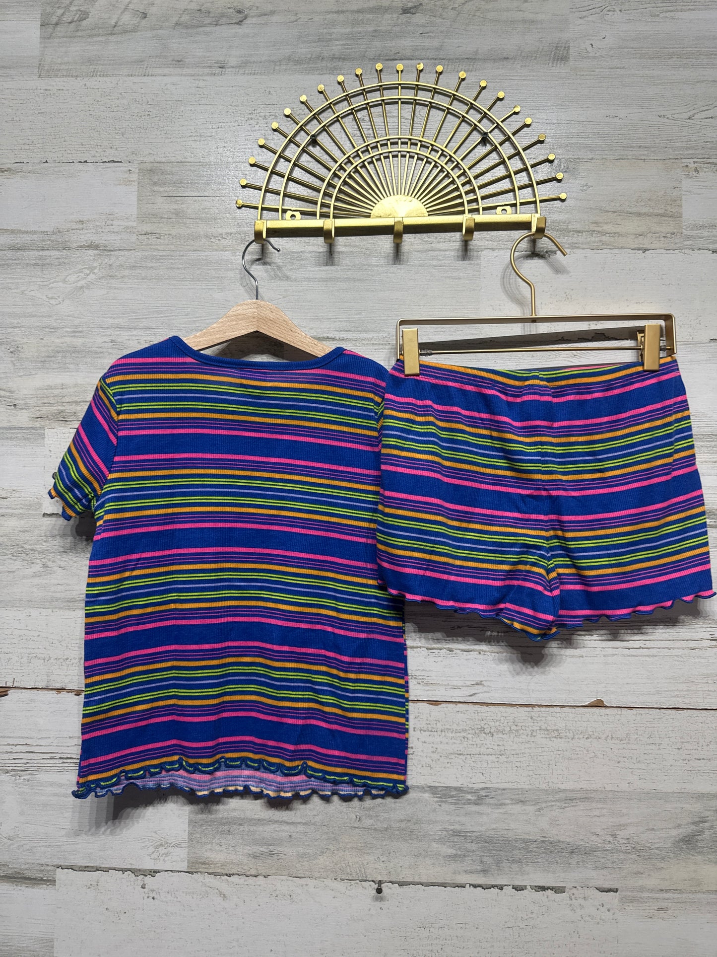 Size 10/12 Large Art Class Striped Shorts Pajama Set - Very Good Used Condition
