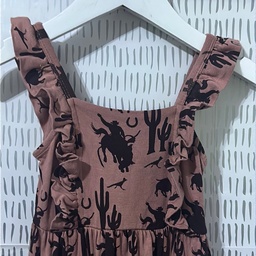 Girls Preowned Size 3-6m Kate Quinn bamboo cowboy dress - Very Good Used Condition