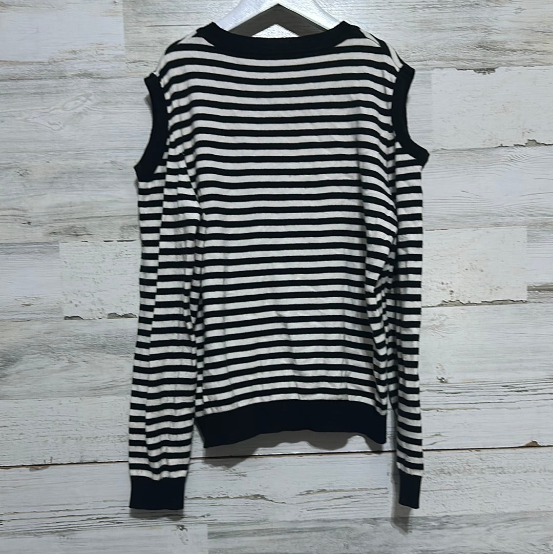 Girls Size 14 striped cold shoulder sweater - good used condition