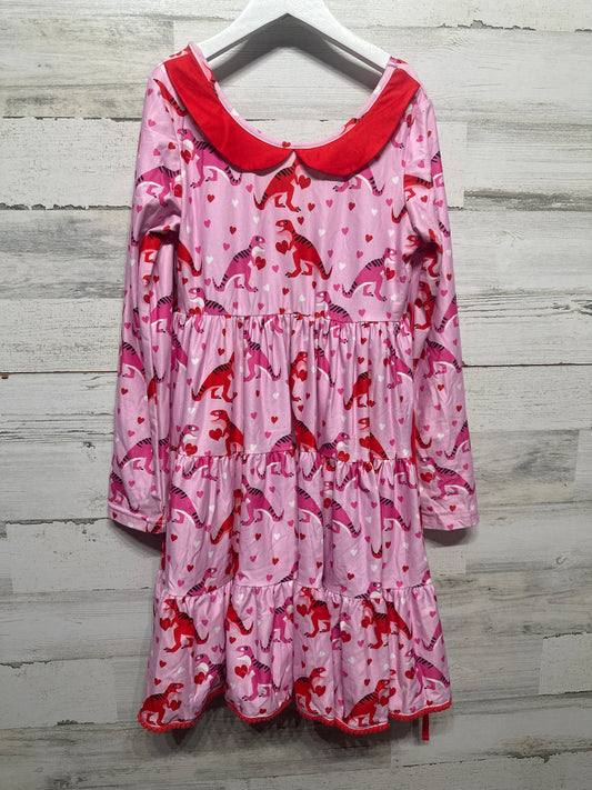 Size 12 Cheeky Plum Dino Hearts Dress - Very Good Used Condition