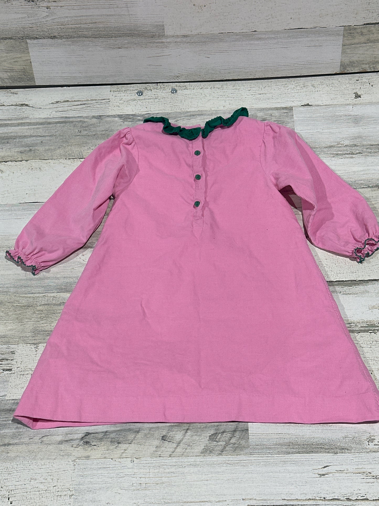 The Smocked Flamingo Cord Holiday Dress - Girls Size 6 - Good Used Condition