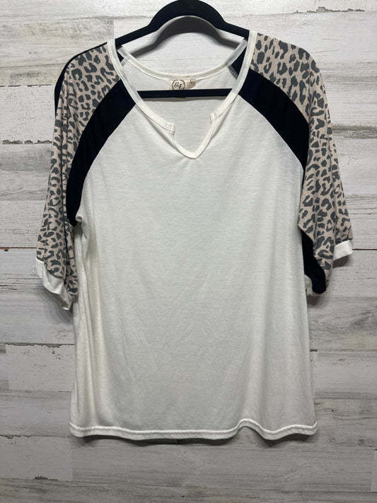 Women’s Large Grace & Emma Cream and Leopard Shirt - Very Good Used Condition