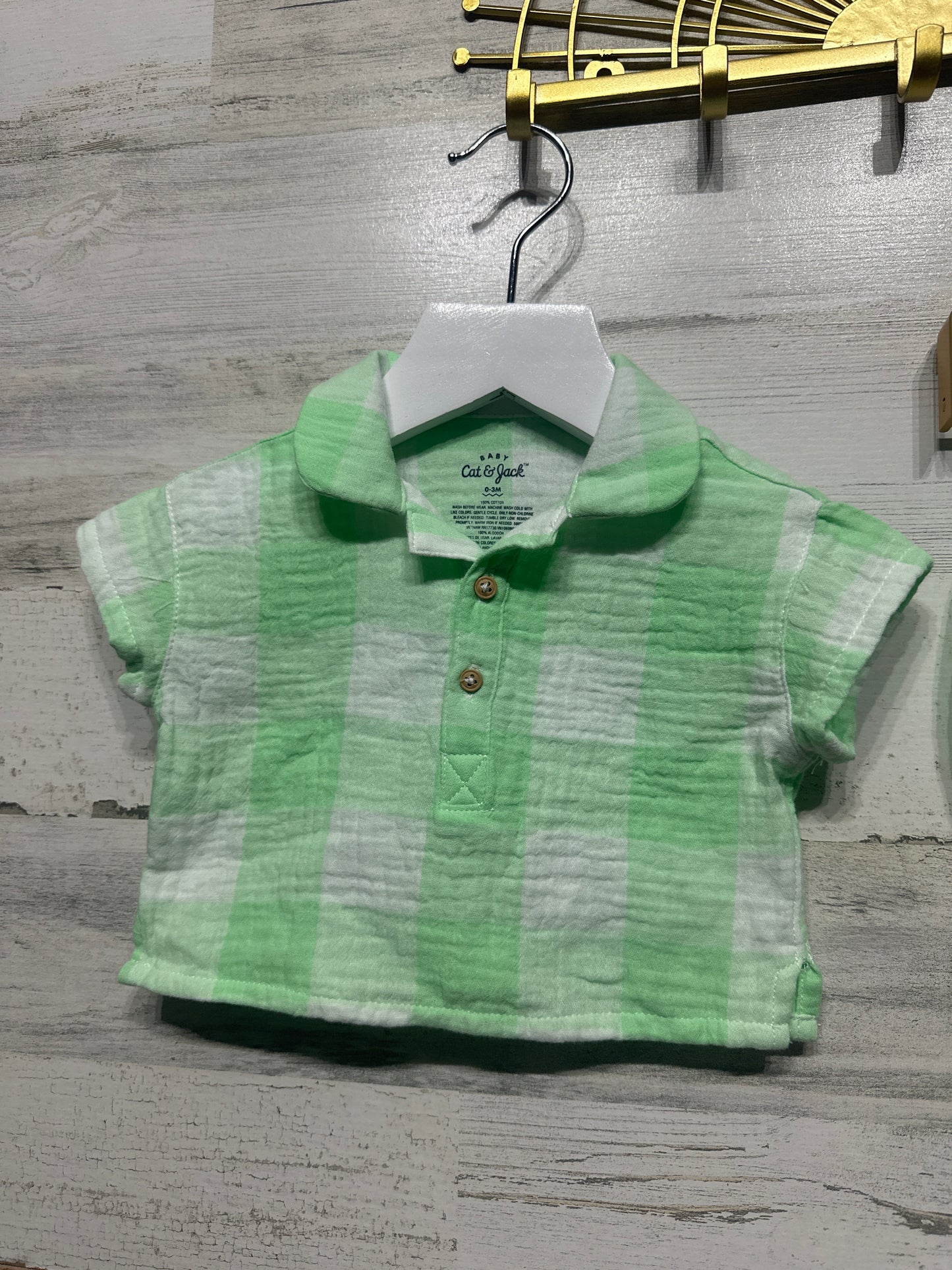 Boys Size 0-3m Cat and Jack Plaid Two Piece Outfit Set - New With Tags