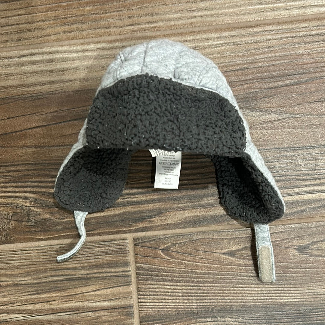 Boys Size 6-12m Gymboree Grey Quilted/Fleece Hat - Good Used Condition