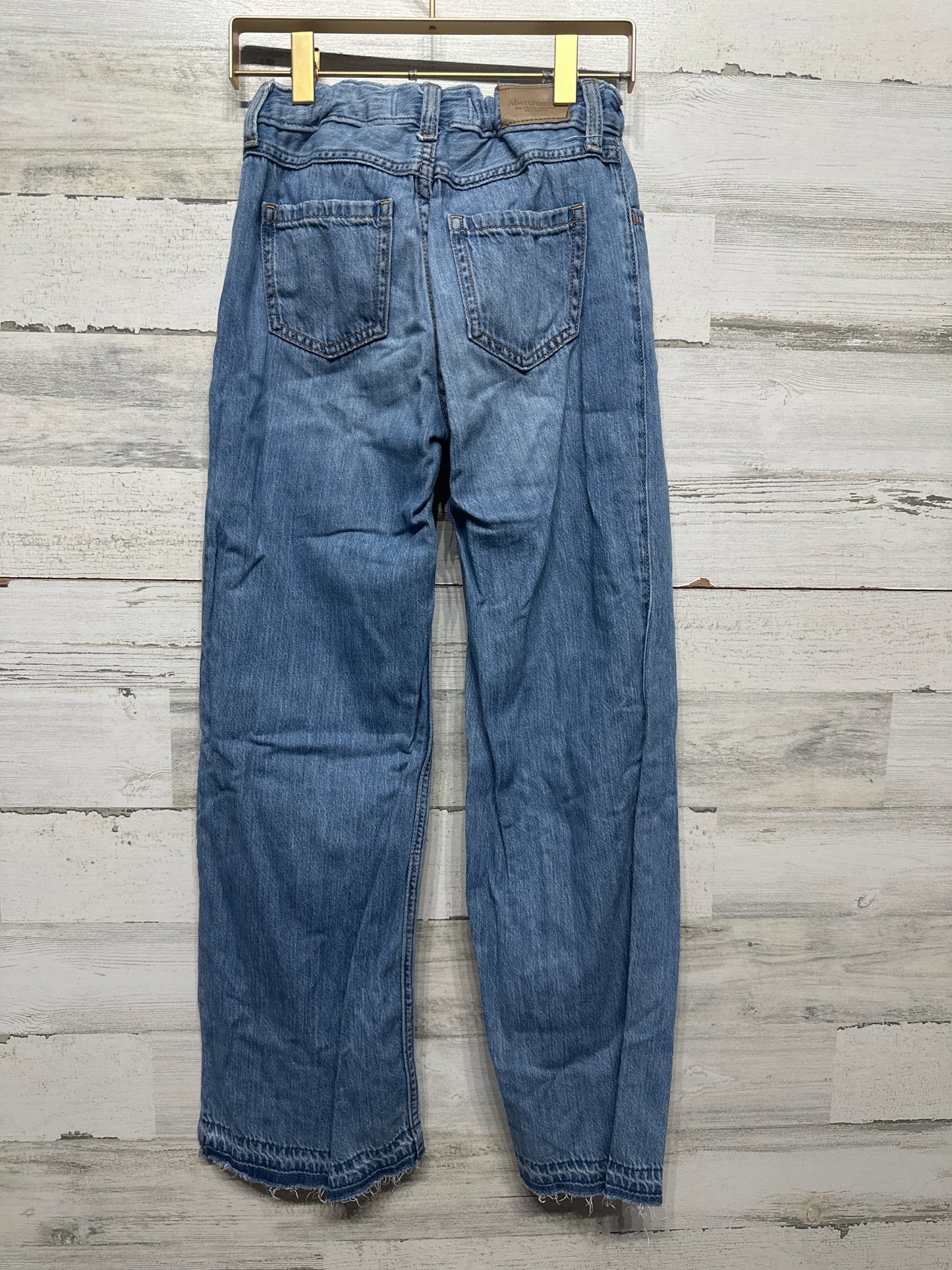 Size 9-10 Long Abercrombie Adjustable Waist High Rise Ultra Wide Leg Distressed Jeans - Good Used Condition
