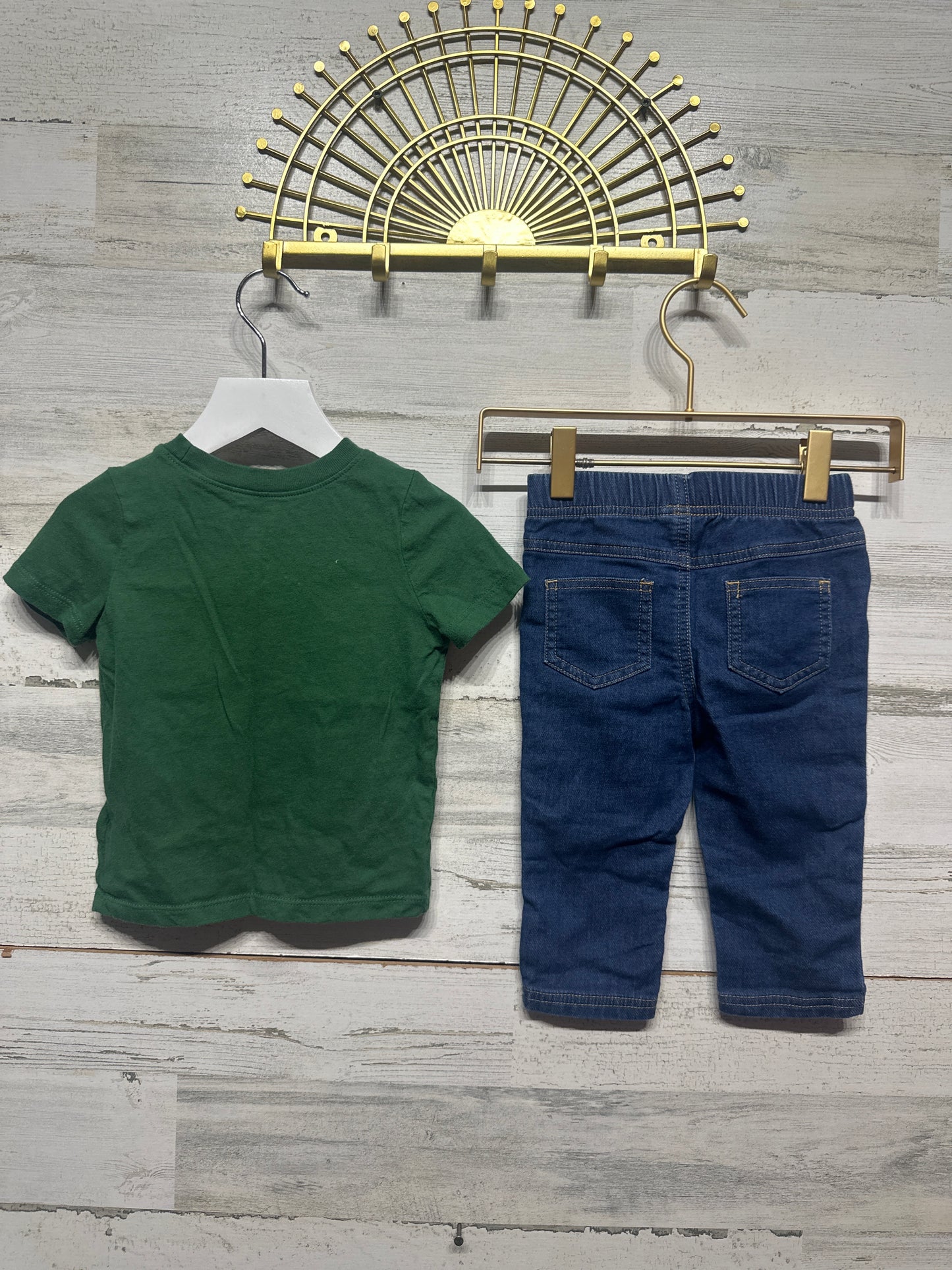 Cat & Jack Stretchy Pull on Jeans and Old Navy Shirt - Boys Size 12-18m - Very Good Used Condition