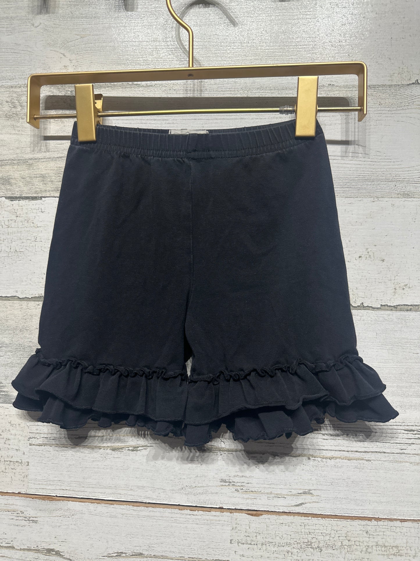 Girls Size 6 Pearls and Piggytails Black Ruffle Shorts - Good Used Condition