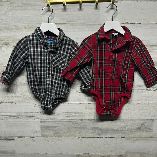 Boys Size 12-18m Plaid Button Up Lot (2 pieces) - Very Good Used Condition