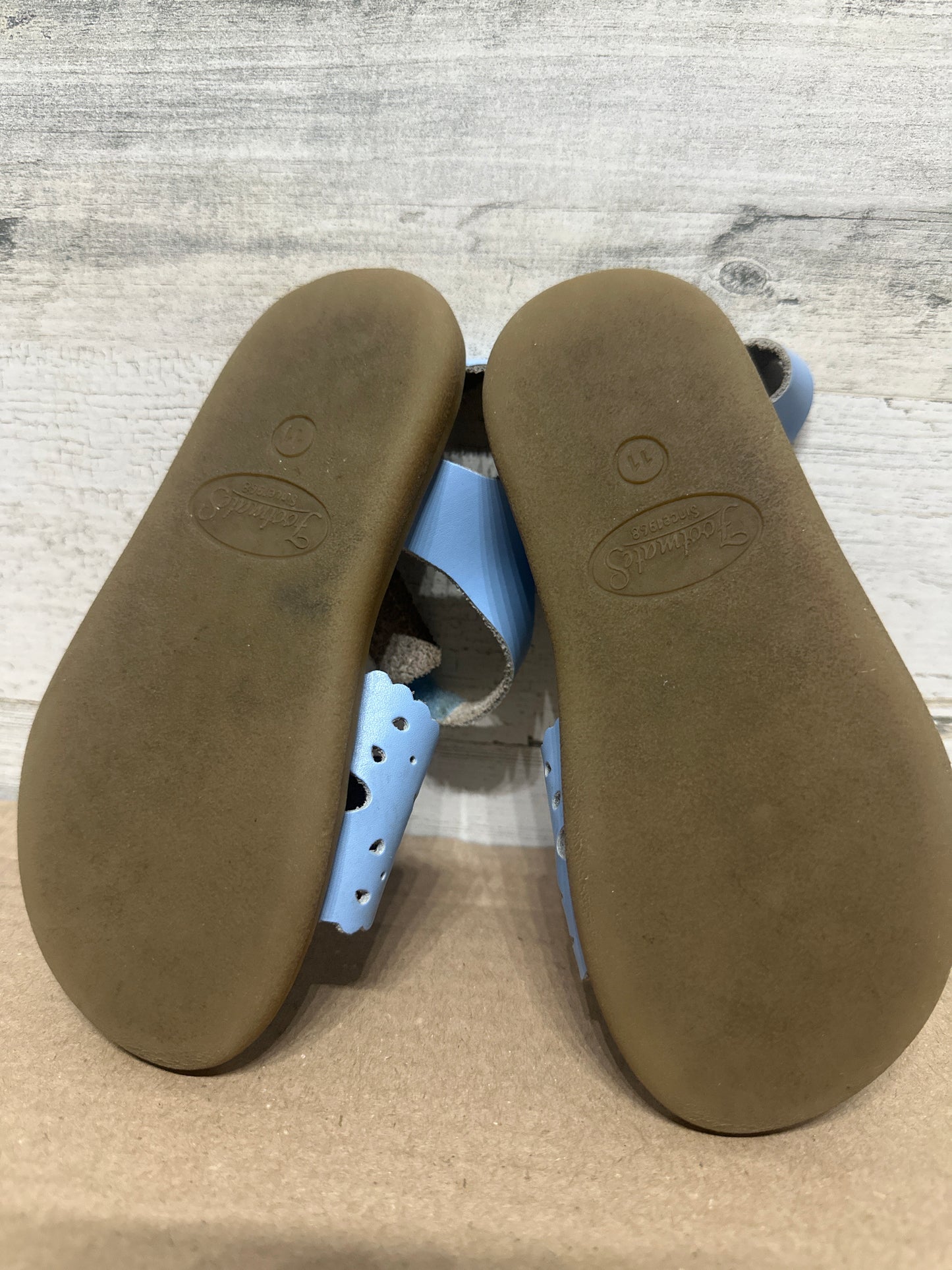 Size 11 Toddler Footmates Light Blue Velcro Sandals - Good Used Condition*