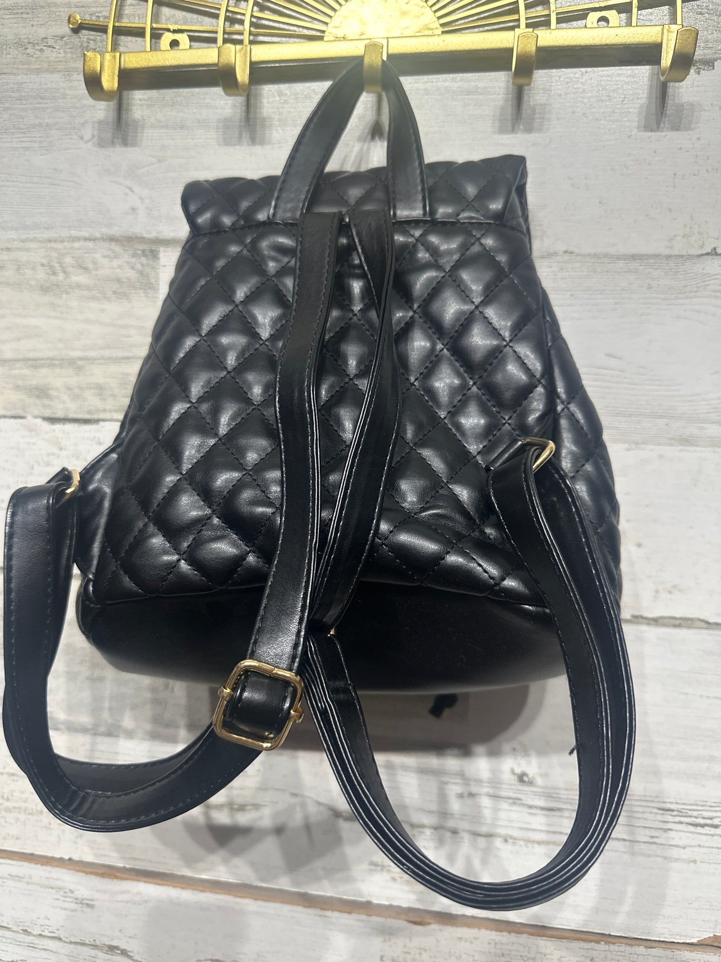 Girls Preowned Popatu Black Quilted Mini Backpack Purse - Good Used Condition