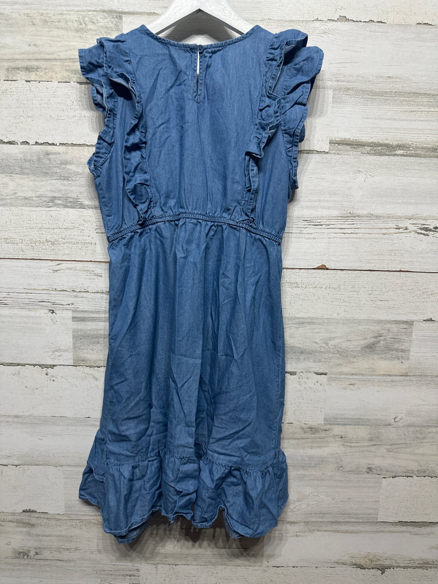 Size 10/12 Large Wonder Nation Chambray Ruffle Dress - Very Good Used Condition