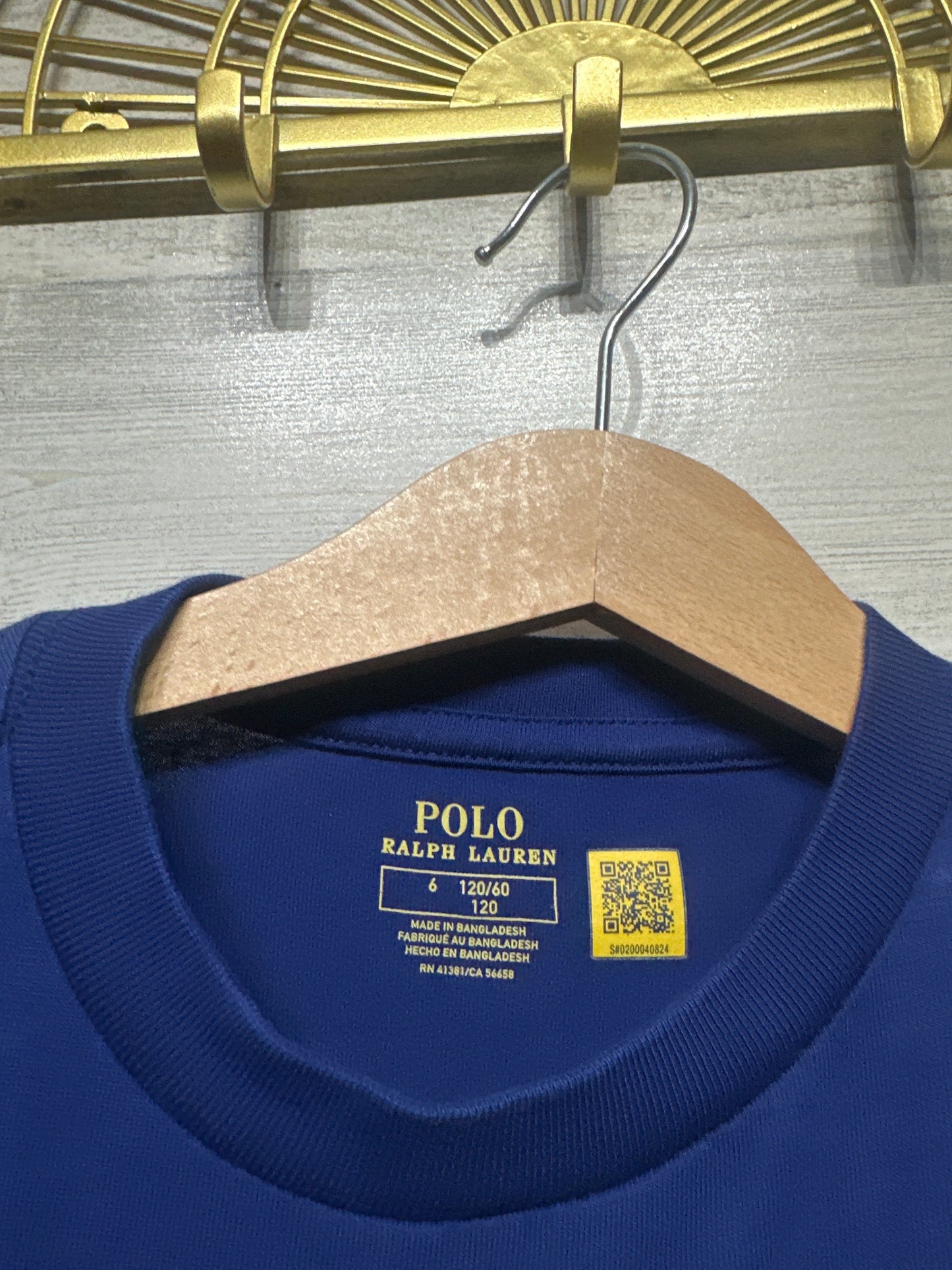 Size 6 Polo Ralph Lauren Blue T-Shirt - Very Good Used Condition